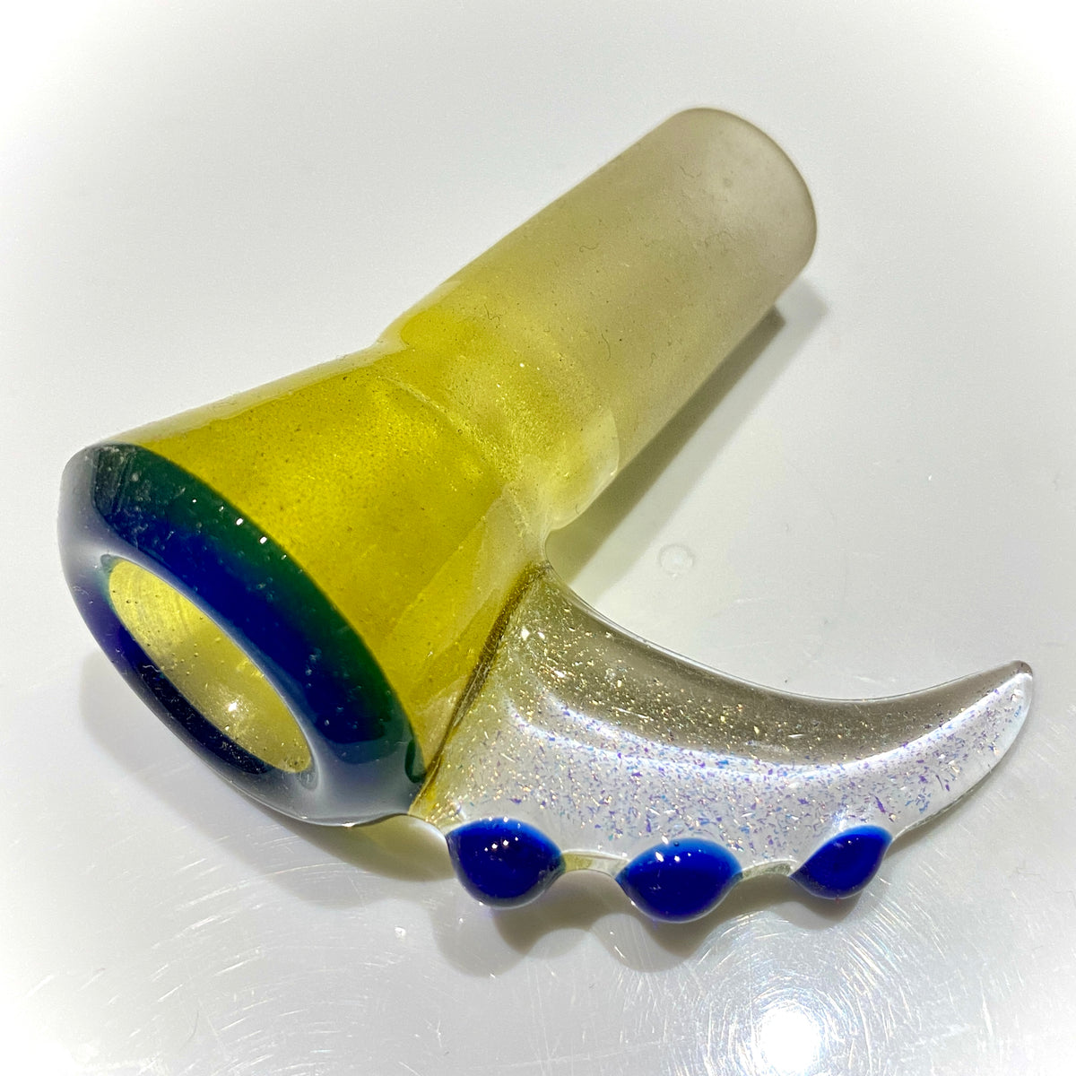Custom Color Yellow and White Satin 4 Hole Slide with Dichro Flat Horn (18mm)