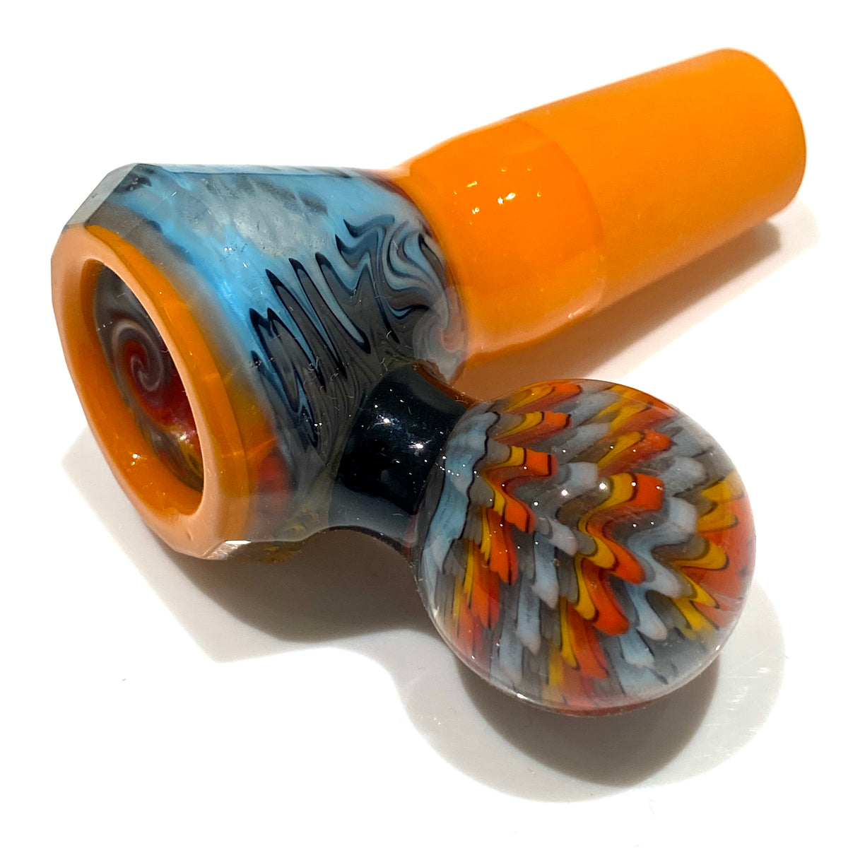 Orange and Ice Colored Joint 4 Hole Slide with Marble Handle (18mm) (NEEDS POLISH MARBLE)