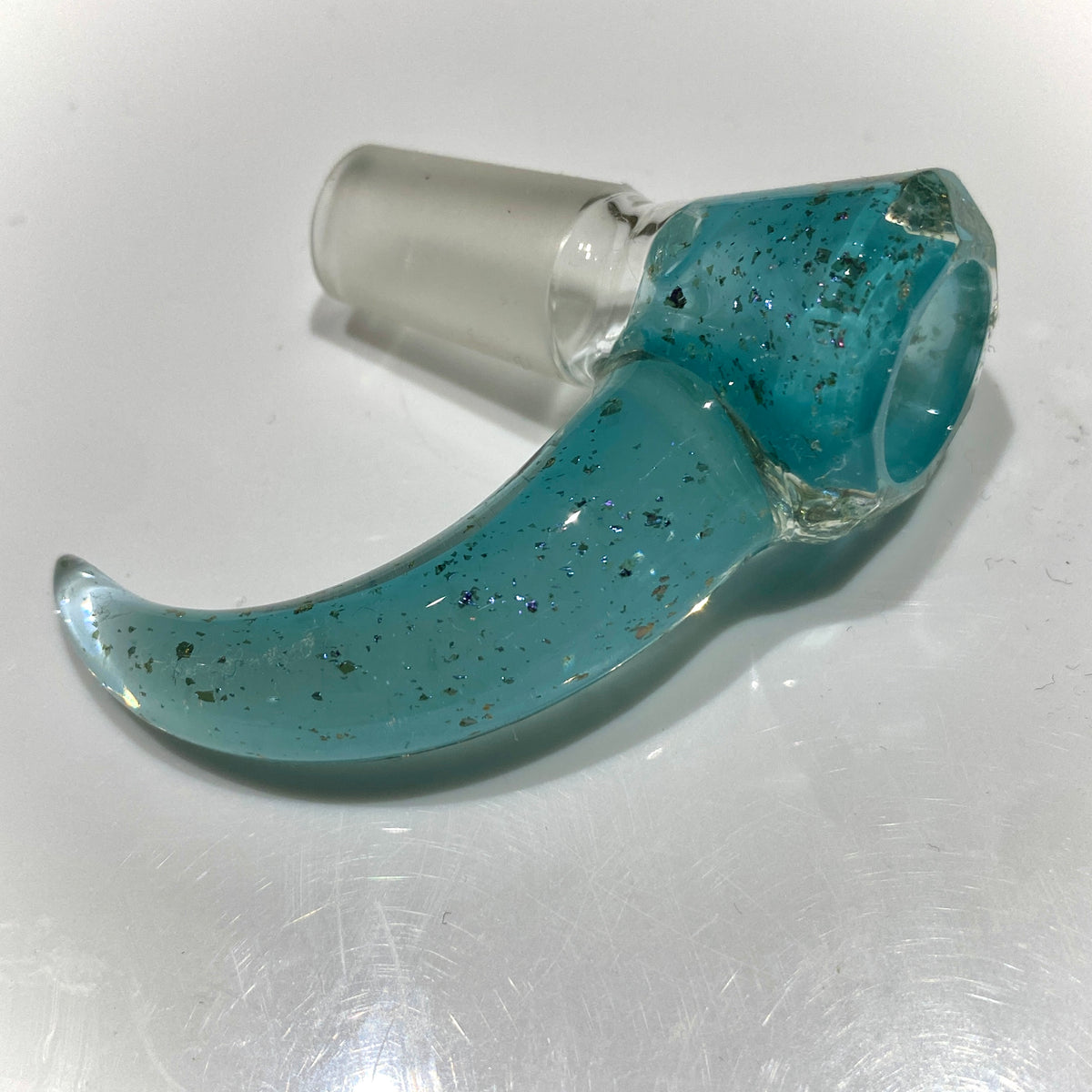 14mm Faceted 3-Hole Slides with Horn Handle (Agua Azul - Dichro)