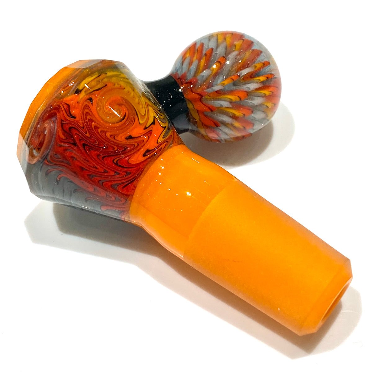 Orange and Ice Colored Joint 4 Hole Slide with Marble Handle (18mm) (NEEDS POLISH MARBLE)