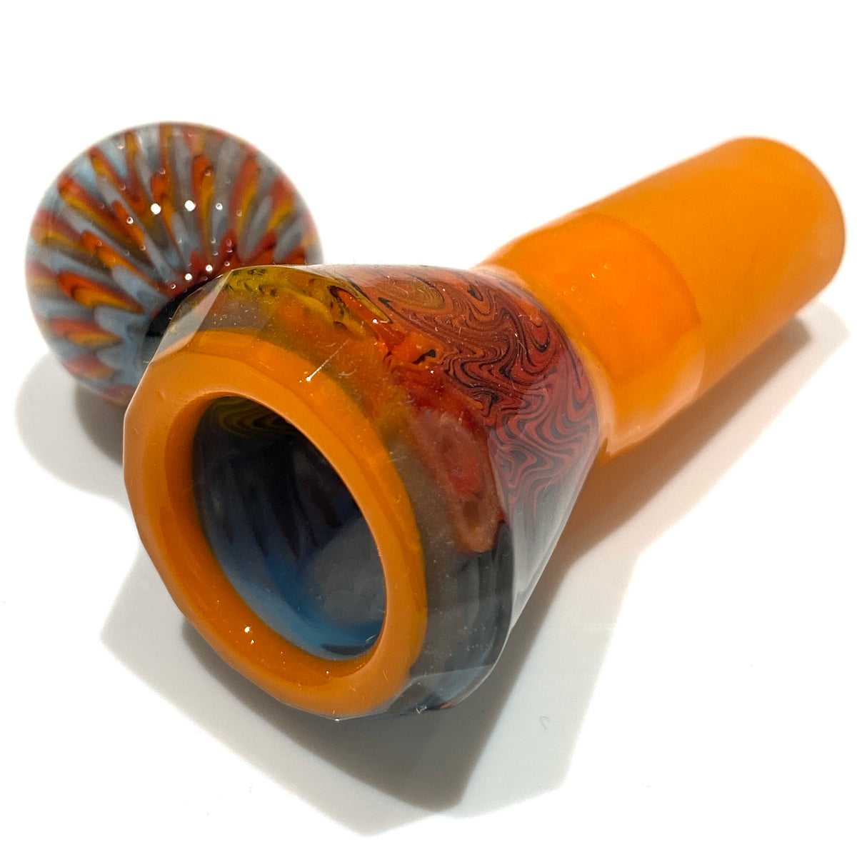 Orange and Ice Colored Joint 4 Hole Slide with Marble Handle (18mm) (NEEDS POLISH MARBLE)