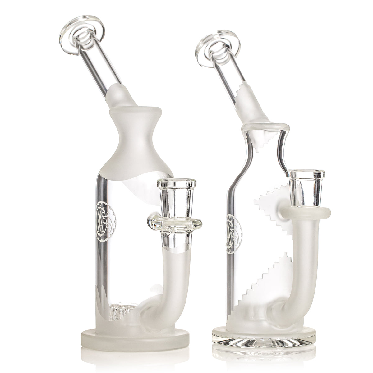 Clear and Sandblasted Gridded Puck Bubbler